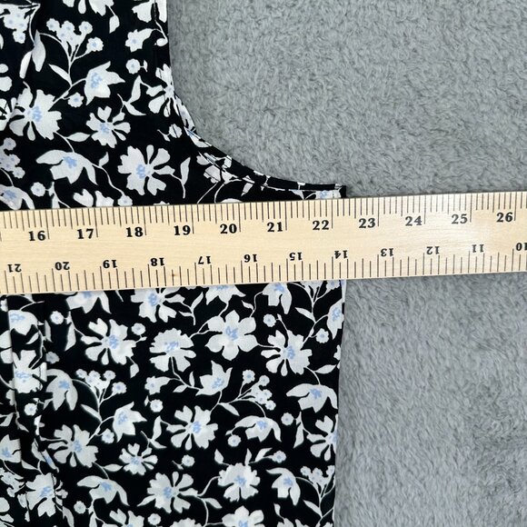 Ann Taylor Womens Sleeveless Blouse Top Size L Black White Floral V-Neck - Picture 7 of 10